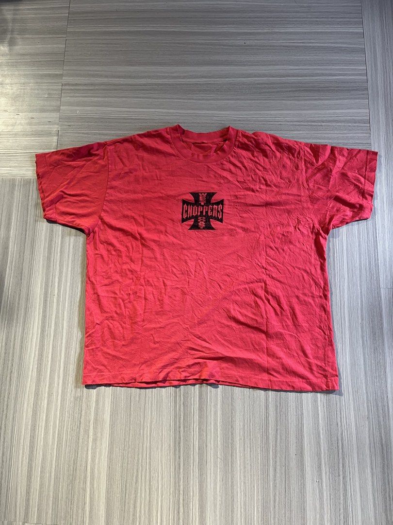 West coast choppers (Category: Tshirts & Polo Shirts ) located in Manila. Submitted by 3715street (Listing ID 1469454542, Image 2). Description: West coast choppers No tags W26.5xL29 Excellent condition Color rate 9.5/10 issue:hairline cracks,distress,need wash PRICE:1,200FREESHIP💸.