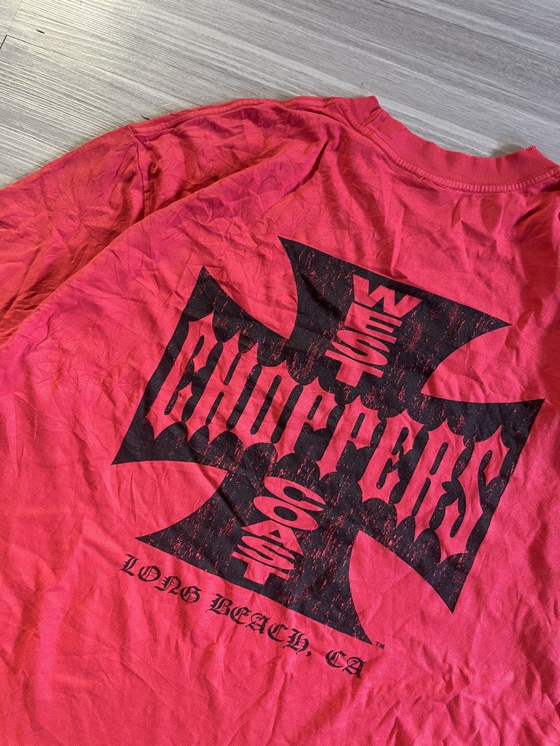West coast choppers (Category: Tshirts & Polo Shirts ) located in Manila. Submitted by 3715street (Listing ID 1469454542, Image 3). Description: West coast choppers No tags W26.5xL29 Excellent condition Color rate 9.5/10 issue:hairline cracks,distress,need wash PRICE:1,200FREESHIP💸.