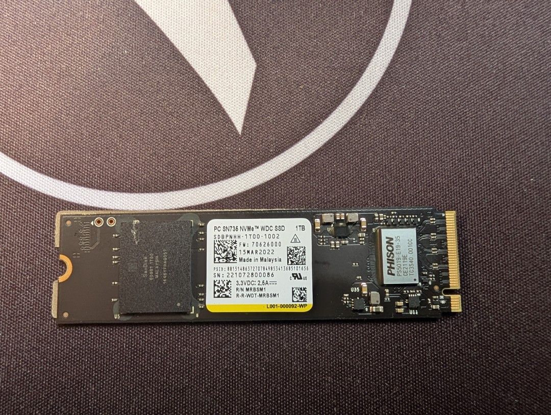 Western Digital 1TB M.2 NVMe (Category: Hard Disks & Thumbdrives) located in Cabiao. Submitted by johnsulitshop (Listing ID 1469450135, Image 2). Description: 96% battery health Previously Used on my G14 2022, but motherboard failed thats why I took out my ssd for sale. Tested it on my other laptop. Works perfectly. 1TB M.2 NVMe Meetup/Pickup: Tondo Manila, Binondo/ Divisoria, Tayuman or LRT (Add ka pag masyadong malayo).
