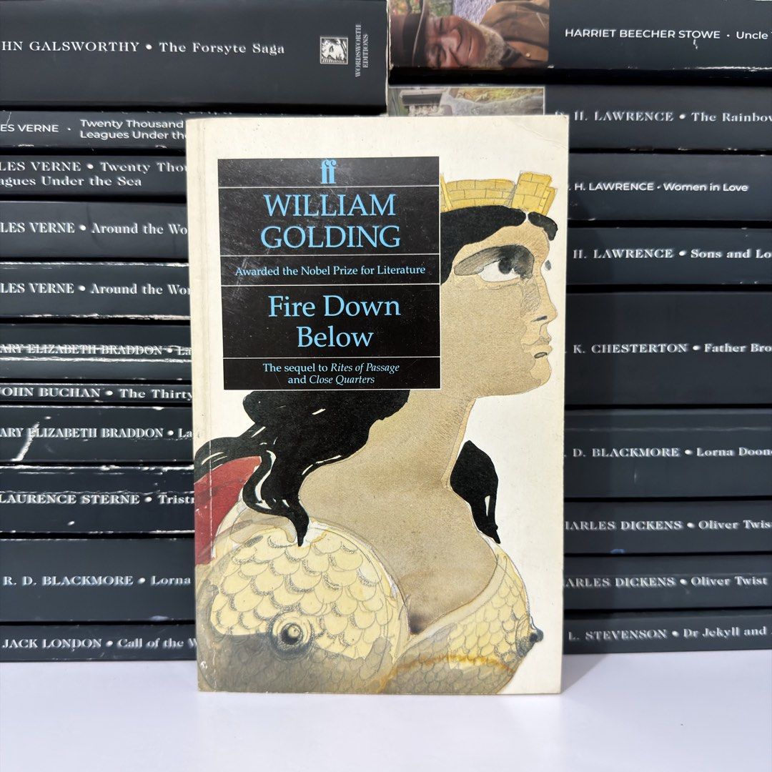William Golding Fire Down Below Paperback Novel (Category: Storybooks) located in Lingayen. Submitted by readwjane (Listing ID 1469483306, Image 1). Description: - Title: Fire Down Below by William Golding - Author: Nobel Prize for Literature winner - Series: Sequel to Rites of Passage and Close Quarters - Format: Softcover paperback with vintage cover illustration - Condition: Good reading copy for classic literature fans.