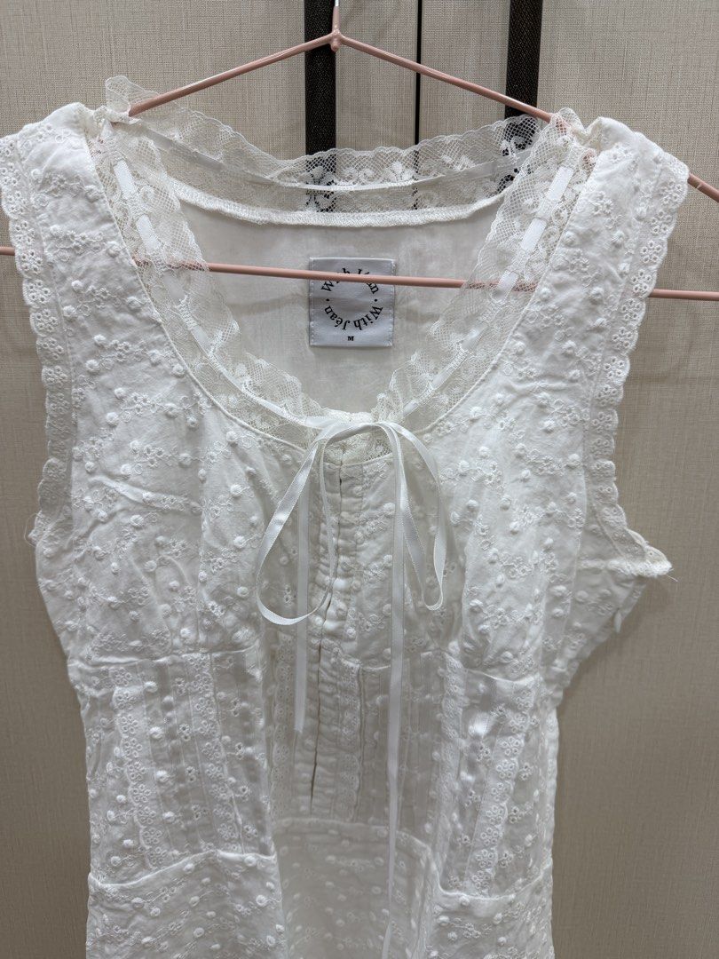 With Jean white dress (Category: Dresses) located in Manila. Submitted by angeladeclutters (Listing ID 1469481570, Image 2). Description: Medium on tag but best fit on Small frame 💗 RFS: decluttering.