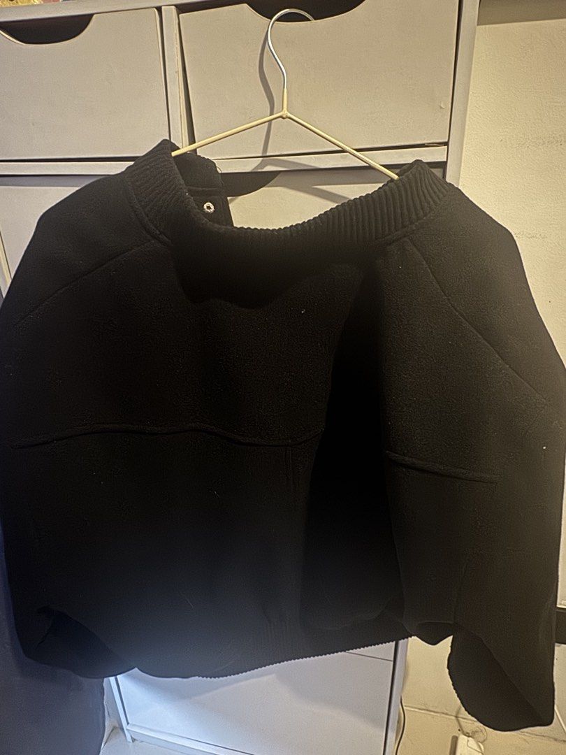Zara Black Bomber Jacket Size XL (Category: Coats, Jackets and Outerwear) located in Makati City. Submitted by kpmg111 (Listing ID 1469478978, Image 3). Description: - Brand/Model: Zara Black Bomber Jacket - Size: XL - Color: Deep black - Design: Classic varsity silhouette with snap button closure - Details: Ribbed collar and hem, heavy fabric with inner lining - Condition/Use: Great layering piece for colder days.