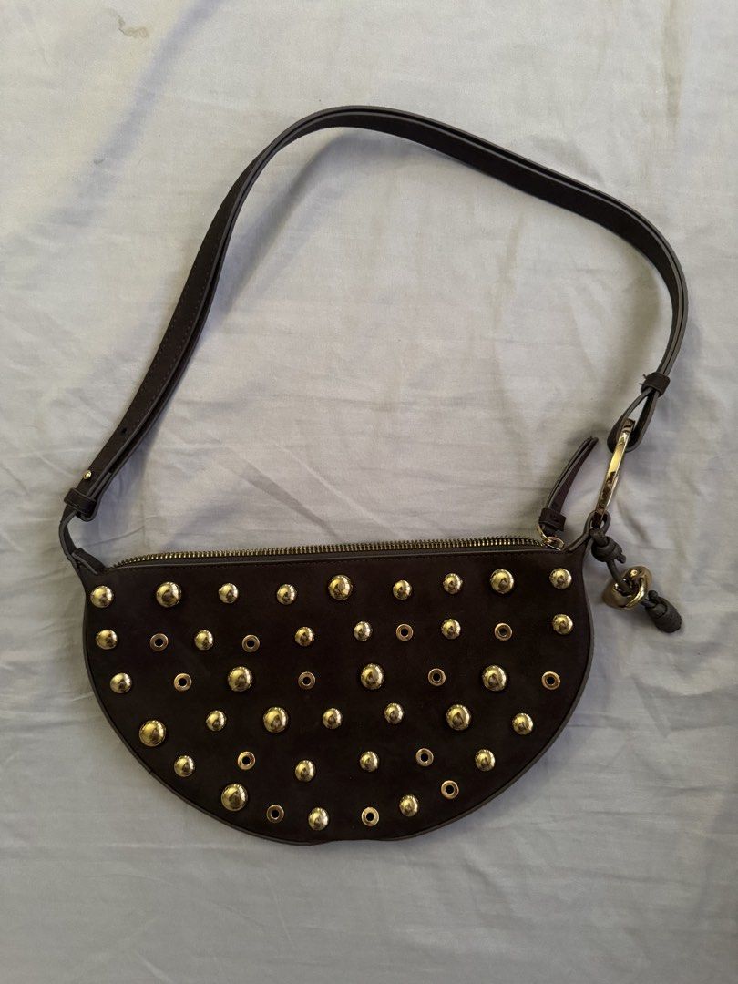 Zara brown studded crescent bag (Category: Shoulder Bags) located in Pasig City. Submitted by katsud0oon (Listing ID 1469442018, Image 1). Description: .