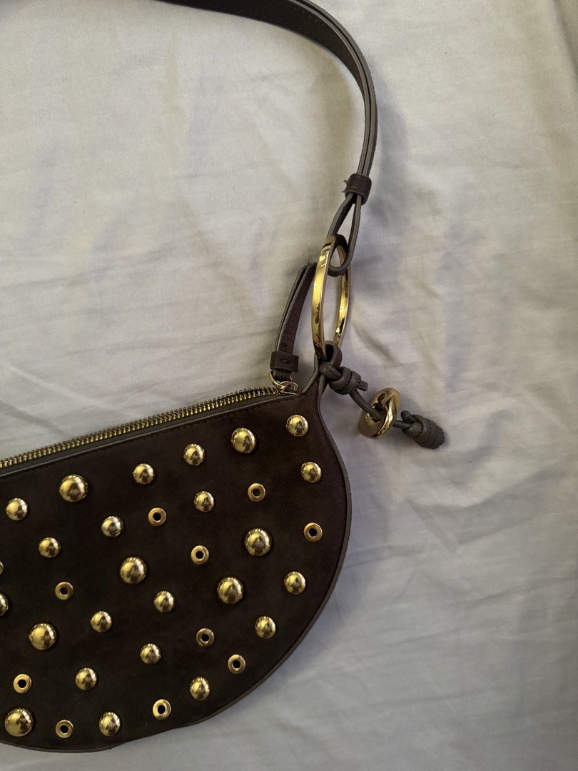 Zara brown studded crescent bag (Category: Shoulder Bags) located in Pasig City. Submitted by katsud0oon (Listing ID 1469442018, Image 3). Description: .