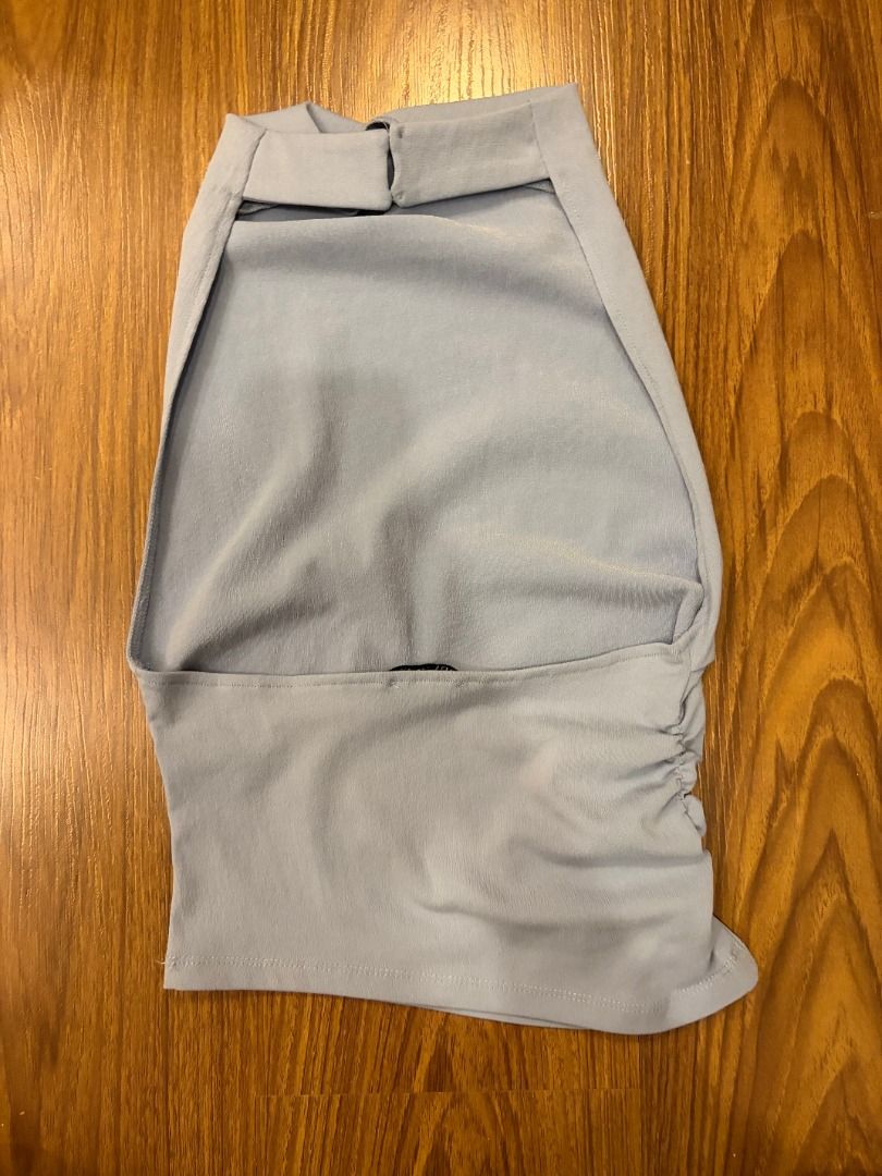 Zara Light blue halter neck top (Category: Sleeveless) located in Caloocan City. Submitted by jadorearchive (Listing ID 1469519787, Image 1). Description: Size small Only worn twice :) Has ruching along the one side, soft and stretchy fabric .