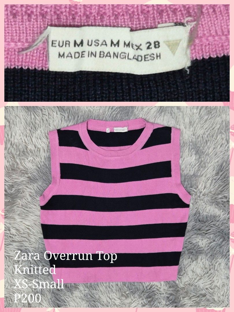 Zara Overrun Top (Category: Sleeveless) located in General Trias. Submitted by relove_closet8 (Listing ID 1469554694, Image 1). Description: • Washed and never used. • Cut tag. No flaws. • Cropped • Buyer handles shipping fee and book J&T or Lalamove only. • Payment first via bank transfer or e-wallet • No cancellation/return/refund of orders. 📍Lancaster, General Trias (Weekdays) 📍Las Piñas (Saturday & Sunday).