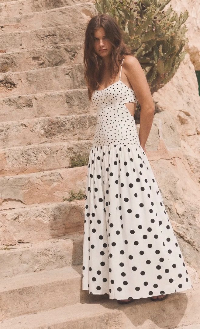 ZARA Polka Dot Maxi Dress (Category: Dresses) located in Pasig City. Submitted by material_gworI (Listing ID 1469557816, Image 1). Description: so pretty irl! dm for ww :) .