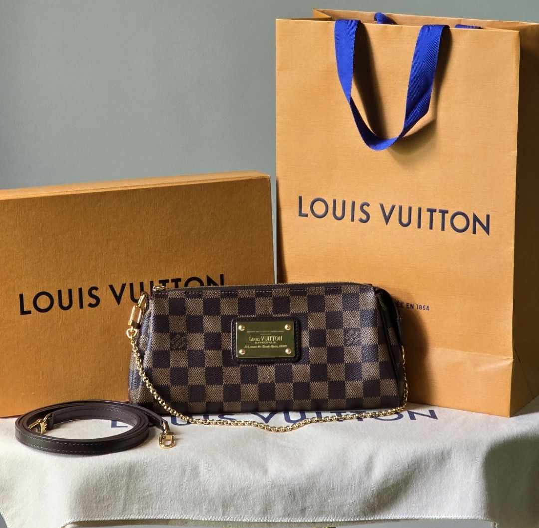 100% Authentic Louis Vuitton Eva Clutch/Sling (Category: Luxury Bags & Wallets) located in Cebu City. Submitted by anythingunderthesun0211 (Listing ID 1469716840, Image 1). Description: Louis Vuitton Eva DE Inclusions: Box, Paperbag, Dustbag and Entrupy COA Price: Php 60,000.