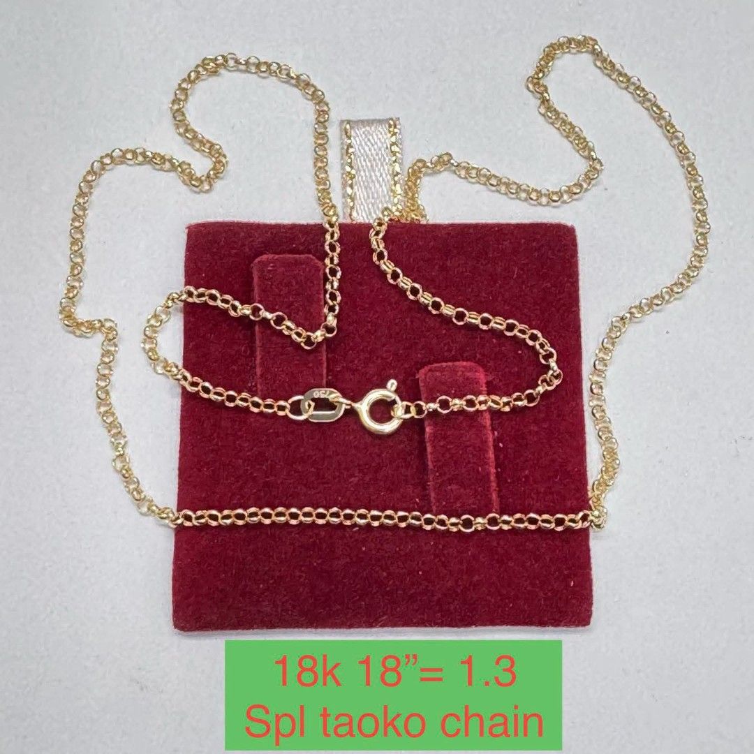 18k Saudi gold taoco necklace (Category: Necklaces) located in Manila. Submitted by bhelgoldseller2ndaccount (Listing ID 1469614420, Image 2). Description: New!!✨New!!✨New!! Authentic 18k Saudi Golds 💯pawnable/naisasanla 💯with high appraisal rate 💯good investment 💯Direct supplier price 👉OPEN for resellers 🌺please take time to evaluate their actual sizes and grams 👉Best panggift for all occasions ✅ Sold per grams not per piece Kya lowest pr