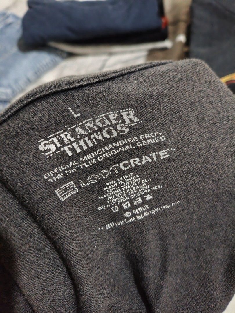 2017 Stranger Things Graphic Shirt (Category: Tshirts & Polo Shirts ) located in Manila. Submitted by sigma.vtg (Listing ID 1469672554, Image 2). Description: Uneven Fade, Pinhole, Hairlines 399 + sf.