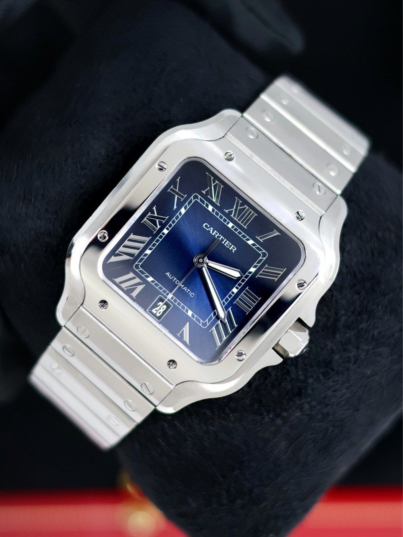 2021 Cartier Santos Large Blue Dial (Category: Luxury Watches) located in Manila. Submitted by airojardin (Listing ID 1469700654, Image 2). Description: 2021 Cartier Santos Large Blue Dial Ref. WSSA0030 Extended Warranty until 2029 Complete set + Authentication Receipt from R&R Condition: 9.8/10 Price: PHP 408,000 (slightly negotiable) Open to trade offers Meet-ups within Metro Manila (Greenhills preferred) Open for authentication at any reputabl