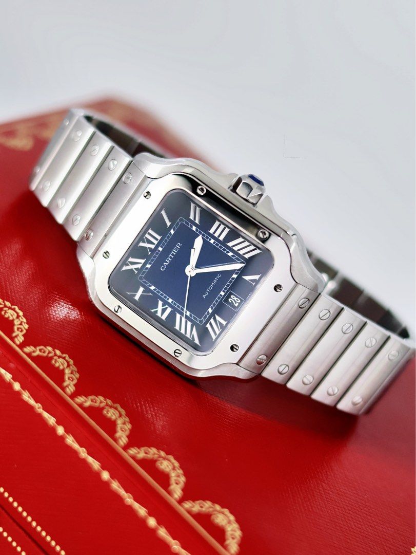 2021 Cartier Santos Large Blue Dial (Category: Luxury Watches) located in Manila. Submitted by airojardin (Listing ID 1469700654, Image 3). Description: 2021 Cartier Santos Large Blue Dial Ref. WSSA0030 Extended Warranty until 2029 Complete set + Authentication Receipt from R&R Condition: 9.8/10 Price: PHP 408,000 (slightly negotiable) Open to trade offers Meet-ups within Metro Manila (Greenhills preferred) Open for authentication at any reputabl