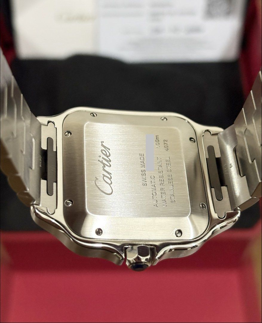 2026 Cartier Santos Large - Full set (Category: Luxury Watches) located in Mandaluyong City. Submitted by brian.1988 (Listing ID 1469617441, Image 3). Description: 2026 Cartier Santos Large - Ref. WSSA0018 - Full set (Watch, card, manual, inner/outer box, and extra links) - 9.8/10 brand new condition .