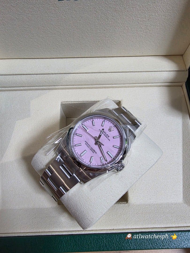 2026 OP 34 🍬 (Category: Luxury Watches) located in Taguig. Submitted by atlwatchesph (Listing ID 1469702283, Image 3). Description: 🍬 2026 OP 34 🍬 34MM, CANDY PINK 🍬 MODEL 124200 🍬 YEAR 2026 BRAND NEW | COMPLETE SET 🏷 537,000.00 ⌚️Watch posted is available & in stock 🤝📲 Posted price Slightly negotiable. For serious inquiries- please message me directly for best deal possible 💯All timepieces posted & sold are all authentic, genuine, check