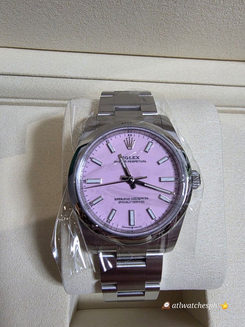 2026 OP 34 🍬 (Category: Luxury Watches) located in Taguig. Submitted by atlwatchesph (Listing ID 1469702283, Image 2). Description: 🍬 2026 OP 34 🍬 34MM, CANDY PINK 🍬 MODEL 124200 🍬 YEAR 2026 BRAND NEW | COMPLETE SET 🏷 537,000.00 ⌚️Watch posted is available & in stock 🤝📲 Posted price Slightly negotiable. For serious inquiries- please message me directly for best deal possible 💯All timepieces posted & sold are all authentic, genuine, check