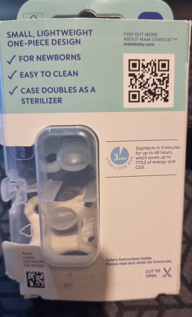 2x MAM Comfort Full Silicone Pacifier 0-3 Months (Category: Soothers & Pacifiers) located in Tagum. Submitted by fcbisbroken (Listing ID 1469738403, Image 2). Description: Used only green one about 3 times to try (well sterilized now) but after all our baby prefer bigger size (3-12months). High quality pacifier made in Austria, Europe. BPA/BSP free. Bought on Amazon - can show you actual order. For pick up only, Tagum City MAM Comfort pacifier se