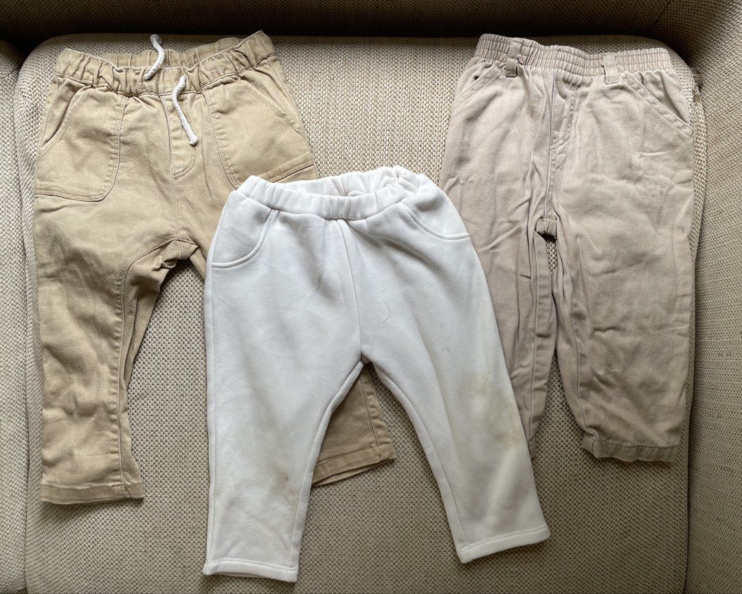 3pcs neutral khaki pants (Category: Babies & Kids Fashion) located in Marikina City. Submitted by marahome (Listing ID 1469612965, Image 2). Description: 🐚 With stain due to storage, washable. Please see picture. 🐚 my baby wore this until 2 years old 🐚 selling as bundle only 🐚 really nice fabric 🐚 selling really cheap, please don’t lowball. 🙏🏼 HT zara hm kiru laila lyra kiru yoji uniqlo korean tili dahli umi baby munting yapak .