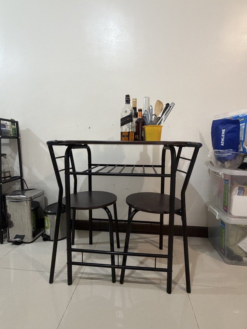 3-Piece Bar Table and Stool Set with Metal Frame (Category: Tables & Sets) located in Manila. Submitted by jmmosq (Listing ID 1469714990, Image 2). Description: Rfs: Getting a new table.