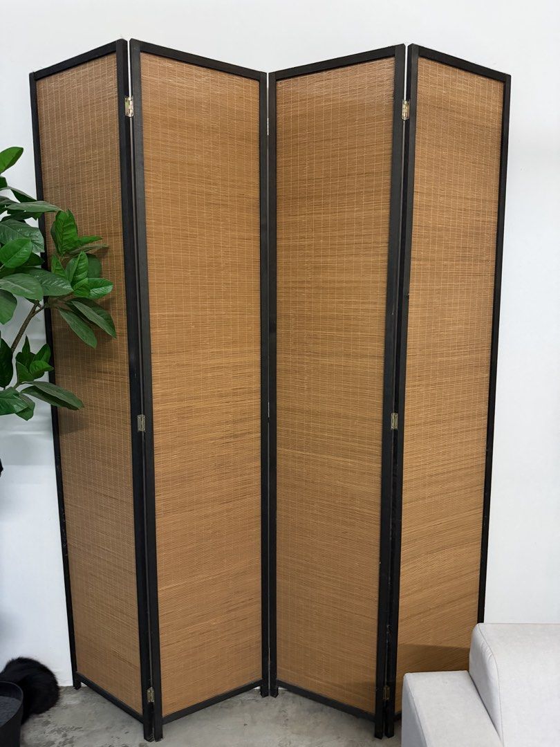 4-Panel Bamboo Room Divider Partition Screen, Furniture & Home Living ...