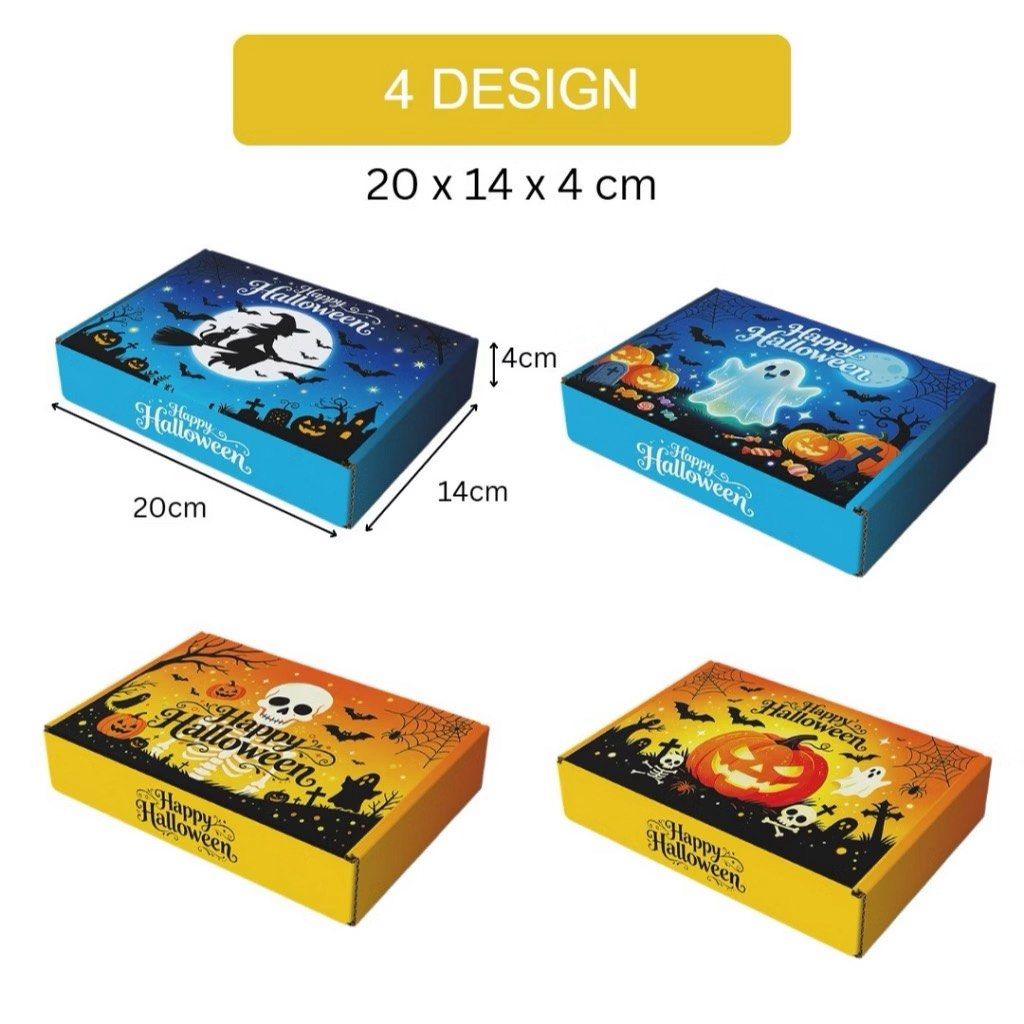4pcs halloween mailer box (Category: Handmade Craft) located in Malabon City. Submitted by heyitskhen (Listing ID 1469632231, Image 1). Description: 20x14x4cm .