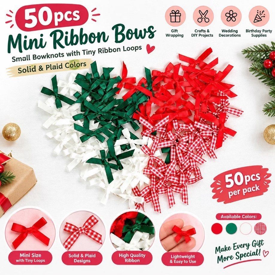 50pcs random Christmas mini ribbons bows (Category: Art & Prints) located in Malabon City. Submitted by heyitskhen (Listing ID 1469631554, Image 1). Description: .