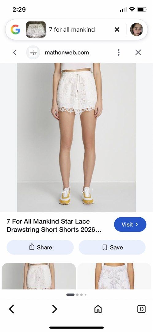 7 FOR ALL MANKIND LACE SHORT (Category: Shorts) located in Santa Rosa. Submitted by eceldg05 (Listing ID 1469626720, Image 1). Description: 7for all mankind Lace short L on tag Bnw cond.