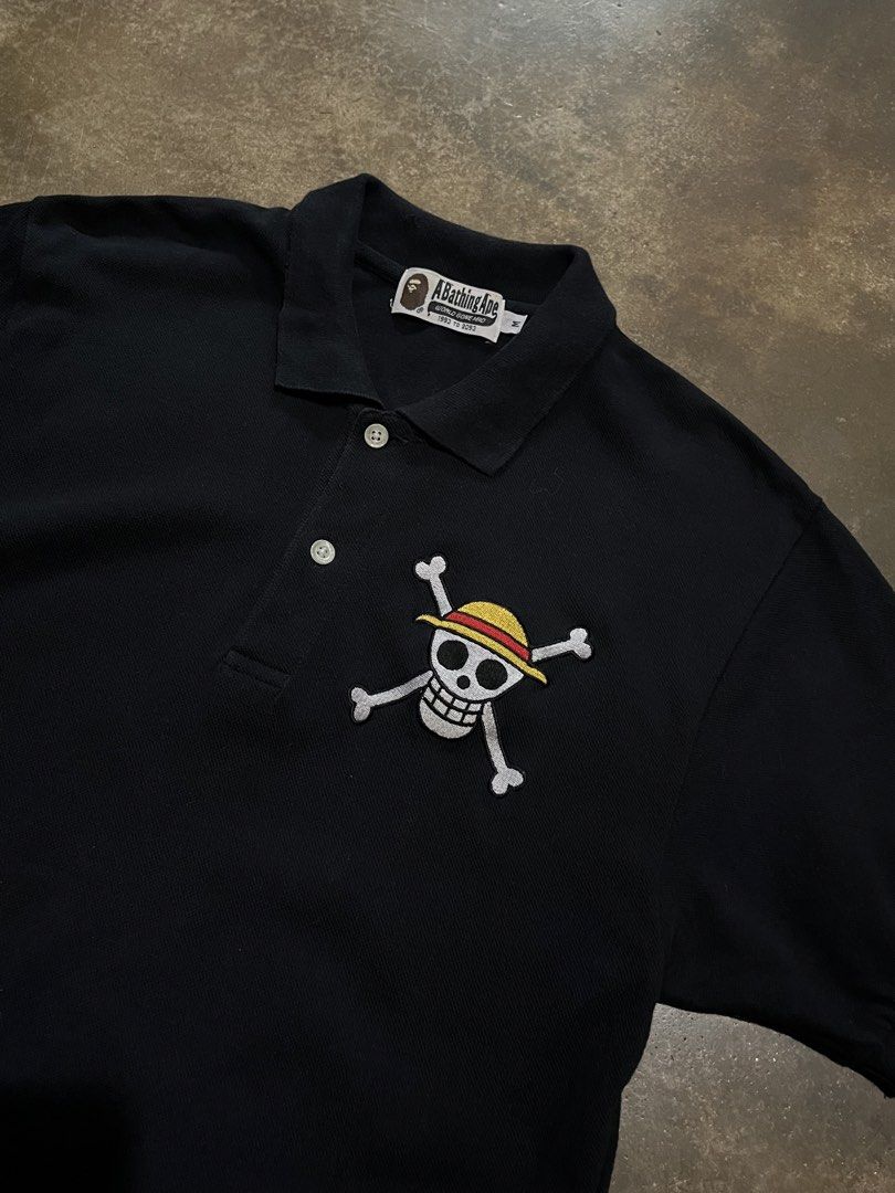 A BATHING APE x ONE PIECE (Category: Activewear) located in Angeles City. Submitted by ds.thrift (Listing ID 1469655842, Image 3). Description: A BATHING APE x ONE PIECE POLO SIZE MEDIUM ON TAG WIDTH 19 LENGHT 30 AUTHENTIC NO ISSUE EXCELLENT CONDITION COLOR 9.5 .