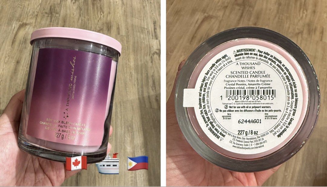 A Thousand Wishes Single wick candle (Category: Home Fragrance) located in Balungao. Submitted by kateee21 (Listing ID 1469578681, Image 2). Description: 📌📌📌 Available for PREORDER 🛳 Shipping from Canada 🇨🇦 to Philippines 🇵🇭 via sea cargo 📦; Local Shipping fee c/o buyer ✅ 💯 Original/ Authentic BBW Canada🇨🇦 store bought ✅ Soy Wax Blend Candle ✅ If you are interested and willing to wait, do not hesitate to DM us 😉.
