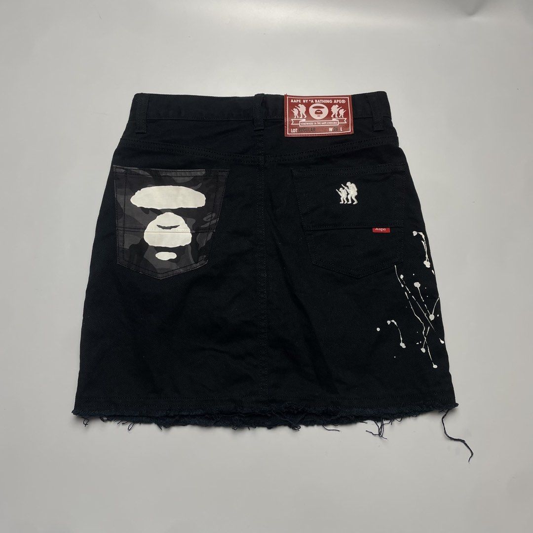 AAPE by A Bathing Ape mini skirt (Category: Skirts) located in Iloilo. Submitted by nextwearco_ilo (Listing ID 1469652887, Image 2). Description: AAPE by A Bathing Ape black denim mini skirt • Like new condition • 26-28 W x 16 L • No flaws ₱ 1,000 Loc : Ilolo city Dm.