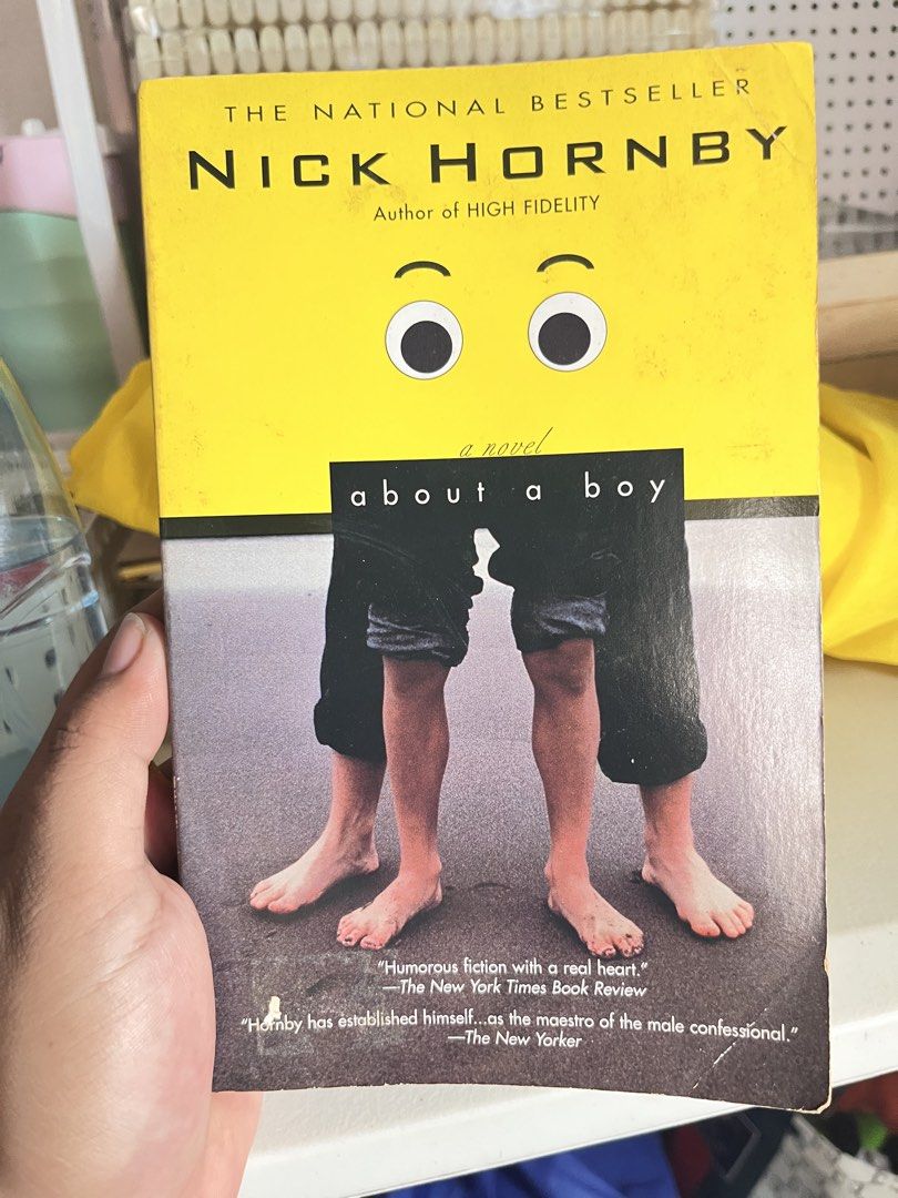 About a Boy by Nick Hornby Novel Paperback (Category: Storybooks) located in Quezon City. Submitted by ellalalaaa (Listing ID 1469608001, Image 1). Description: - Title: Popular novel by Nick Hornby - Plot: A witty story about two very different males crossing paths - Format: Paperback edition - Status: National bestseller, great for contemporary fiction fans - Condition: Normal shelf wear along edges and cover corners from reading and storage.