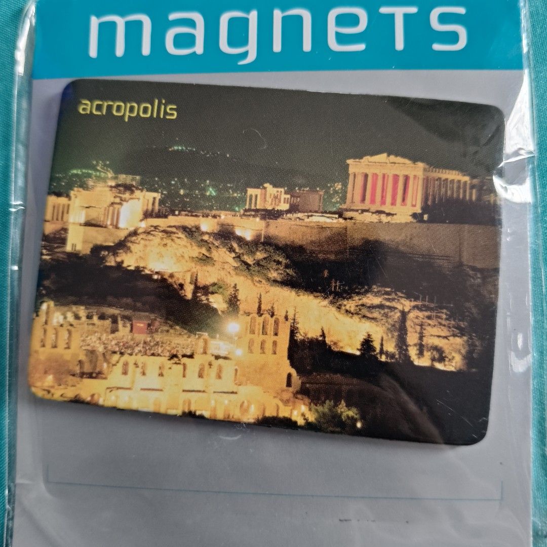 Acropolis Athens Greece Souvenir Magnet (Category: Vintage Collectibles) located in Las Pinas. Submitted by chaerful8 (Listing ID 1469579520, Image 3). Description: - Item: Athens Acropolis Night View Fridge Magnet - Condition: Brand new, still sealed in original packaging with backing card - Size: Standard rectangular magnet - Perfect for: Souvenirs, gifts, or adding to a travel magnet collection - Shipping: Fast ship-out from a trusted seller!.