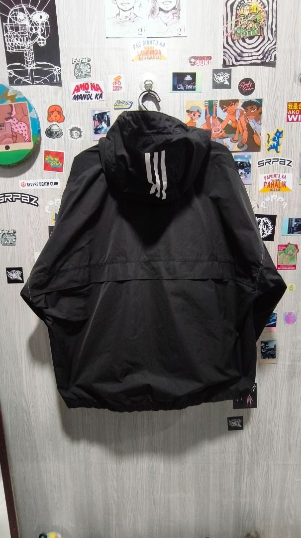 Adidas Black Hooded Windbreaker Jacket (Category: Coats, Jackets and Outerwear) located in Davao. Submitted by thethriftproject082 (Listing ID 1469748748, Image 3). Description: Adi Windbreaker 📍𝐌𝐈𝐍𝐄:600 📍𝐒𝐈𝐙𝐄 𝐎𝐍 𝐓𝐀𝐆: XL 📍𝐃𝐈𝐌𝐄𝐒: 27 x 27.