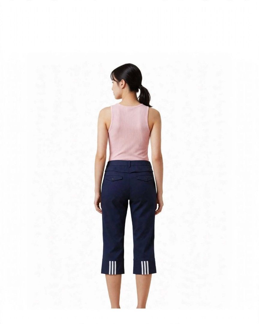Adidas Capri Pants (Category: Other Bottoms) located in Rizal. Submitted by timeless_shop (Listing ID 1469645609, Image 1). Description: ORIGINAL ADIDAS Navy Blue 3-Stripes Capri Pants - Size 6 ✨ 📏 Length: 28 inches - Capri 📏 Waistline: 16 inches lay flat 📏 Size Fit: 32 -33 waistline 📏 Hips: 19 inches lay flat 🎨 Color: Navy Blue with 3 White Stripes sa laylayan ✂️ Style: Capri Pants - with back pockets + button 💯 Good Condition: 9.9/10 🎨 C