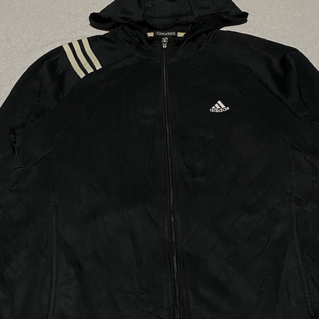 Adidas Jacket (Category: Coats, Jackets and Outerwear) located in Mabalacat. Submitted by stellargarments (Listing ID 1469734072, Image 3). Description: Length : 27 Width : 20 Condition : 9.5/10 smooth pa tela black pa sa personal embroidered front and 3 lines with tags with 2 pockets drifit sa labas parang cotton sa loob very comfy & smooth on skin medjo lukot pa po need wash fresh from bale.