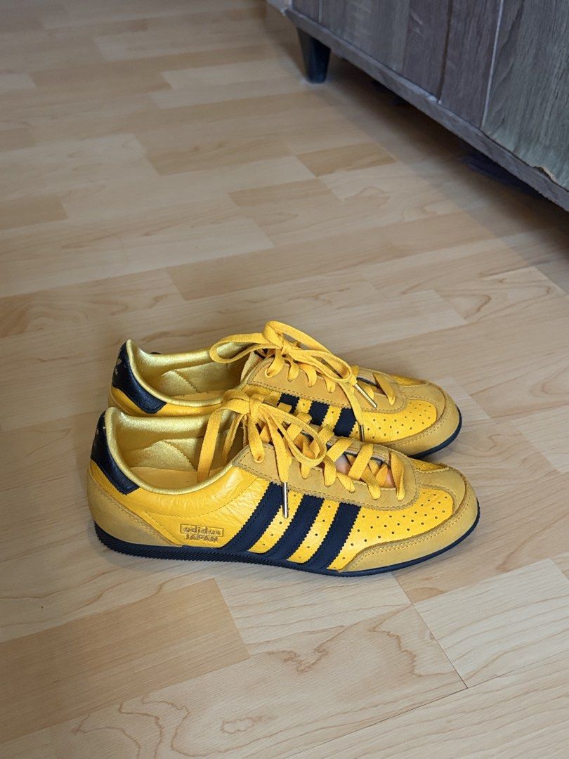 Adidas Japan in Yellow/Black (Category: Sneakers) located in Quezon City. Submitted by morespace555 (Listing ID 1469619946, Image 1). Description: Used twice only! Comes with box Size US 6.5 Womens but fits my 7-7.5 feet perfectly.