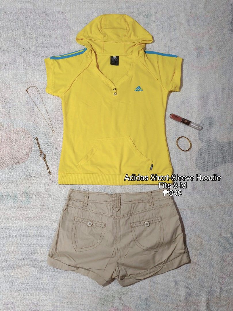 Adidas Short-Sleeve Hoodie (Category: Others Tops) located in Manila. Submitted by vintage_revo.ph (Listing ID 1469576519, Image 1). Description: 👕Top Mine: ₱ 899 ‎ ‎🛍 + Shipping fee ‎✨️ PLEASE READ guidelines before buying ‎📷 Once acknowledged “yours” please dm me your order form + screenshot of the item.