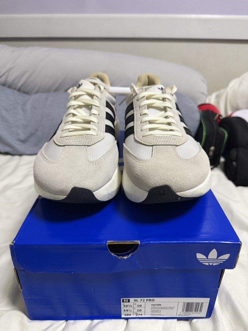 Adidas SL 72 Pro “White Black Chalk Pearl” (Category: Casual Shoes) located in Pasig City. Submitted by chrisvinks (Listing ID 1469695004, Image 2). Description: - Brand: Adidas - Model: SL 72 Pro “White Black Chalk Pearl” - Colorway: Off-White / Black - Size: US 10.5 / UK 10 / EU 44 2/3 - Features: Chunky Lightstrike midsole, premium suede overlays, and classic three-stripes branding - Inclusions: w/ box and extra lace - Perfect for daily wear a