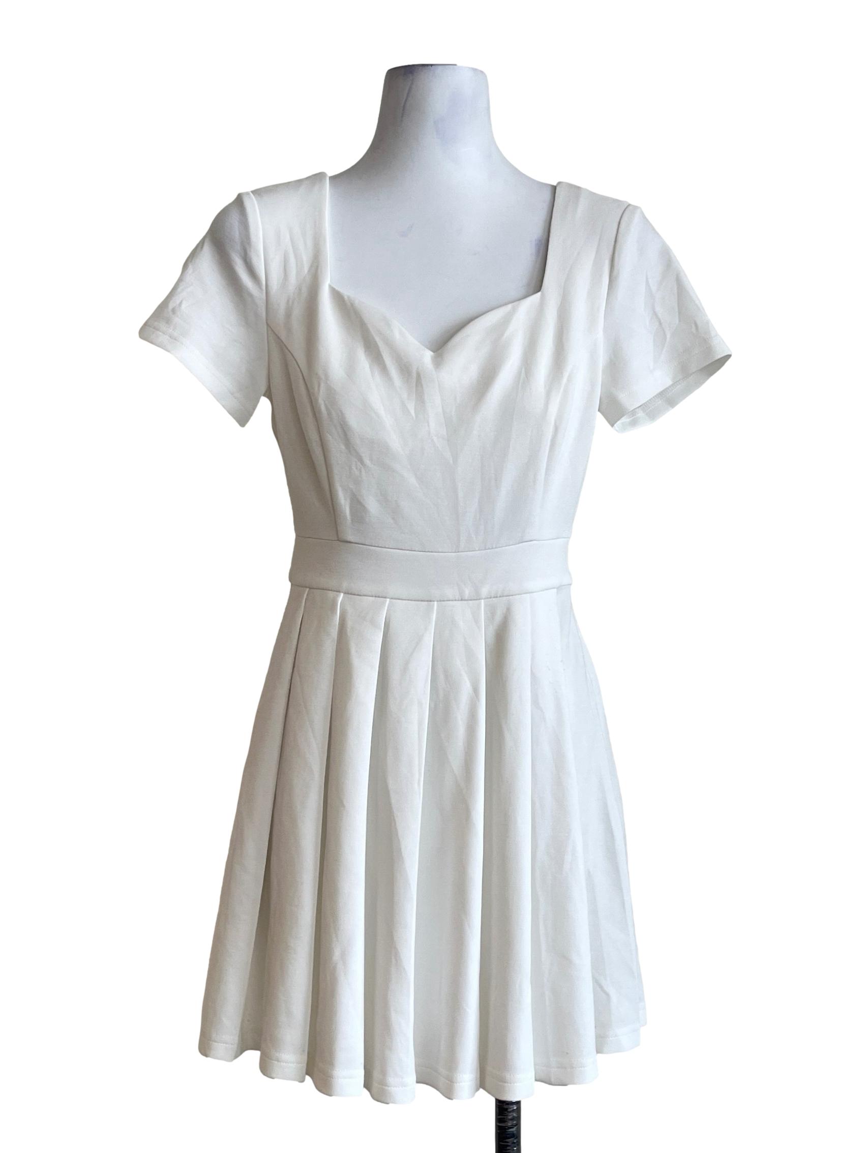 Air Space Cotton White Sweetheart Pleated A-Line Dress #crssale, Women ...
