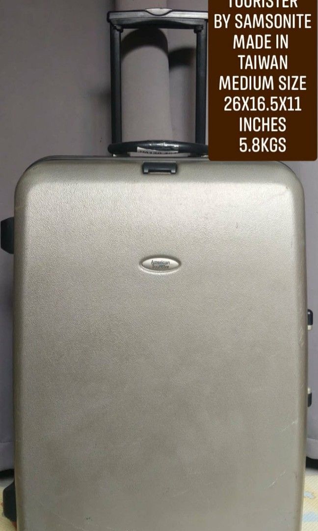 American tourister (Category: Luggage) located in Manila. Submitted by jzjapansurplus (Listing ID 1469605366, Image 1). Description: 😍‼️BRANDED ‼️😍 AMERICAN TOURISTER BY SAMSONITE MADE IN TAIWAN MEDIUM SIZE 🔰CLIPTYPE Locking with Security key lock and coded lock 🔰Shock proof Polycarbonate +ABS Hardcase 🔰Dual Wheels 🔰Telescopic Push Handle 🔰top and Side Carrier Handle 🔰Wide space Suitcase 🔰With Support Strap and Divider 🔰NO ISSUE‼️Mark O