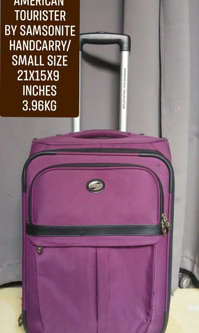 American Tourister (Category: Luggage) located in Manila. Submitted by jzjapansurplus (Listing ID 1469606783, Image 1). Description: IMPORTED FROM JAPAN AMERICAN TOURISTER BY SAMSONITE TROLLEY LUGGAGE Carry on,cabin,small Size 🔰Softcase Nylon Polyester 🔰Top and Side Carrier Handle 🔰Telescopic Push Handle 🔰Dual Rotation wheels 🔰Front zipper Pocket 🔰Zipper type closure NO ISSUE‼️Good condition Minimal Mark of usage only.