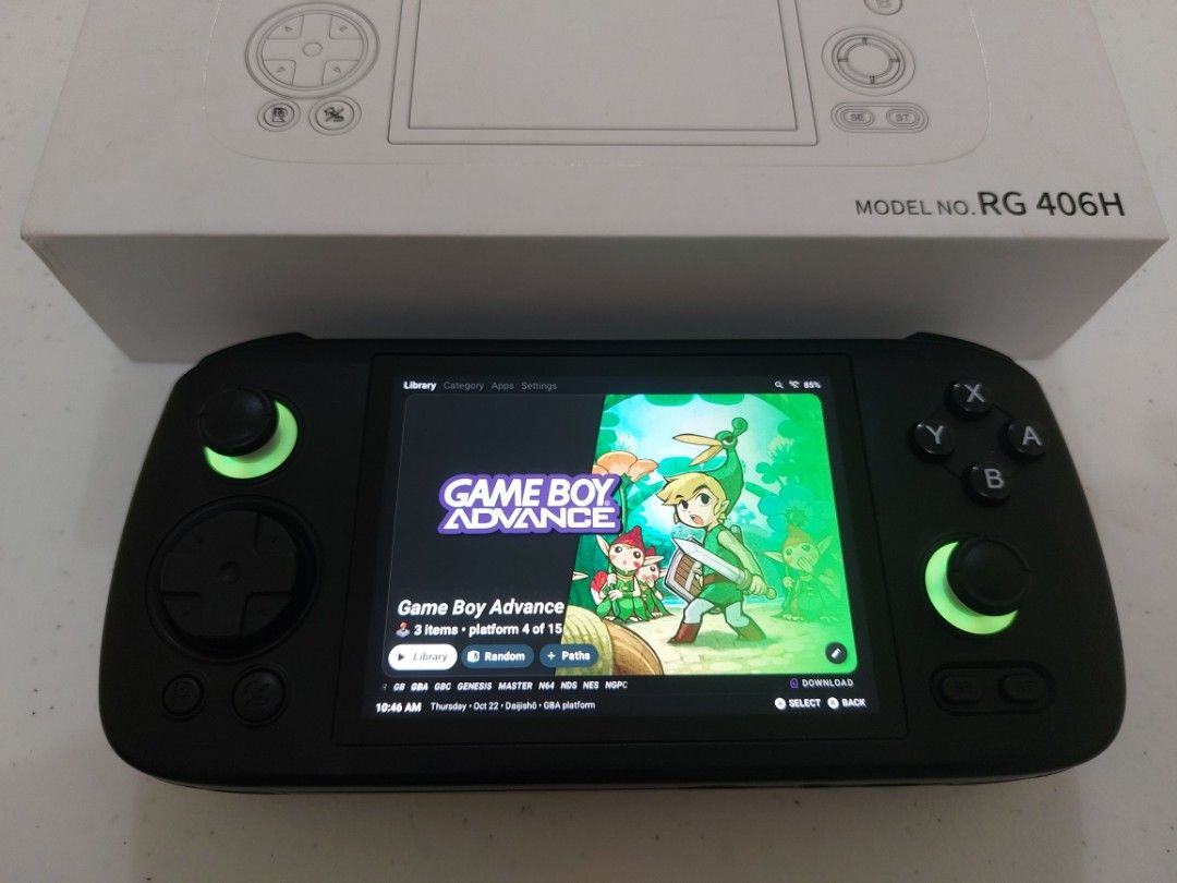 Anbernic RG406H (Category: Others) located in Quezon City. Submitted by justhereforgames (Listing ID 1469608485, Image 1). Description: ISSUE: Ghost touch in upper right corner. No time or tools to troubleshoot. Please do a little research before inquiring. You may be able to restore functionality by disabling the touch screen and using a mouse to set it up. Selling as is. Quick details: - Fresh install of GammaOS Next (custom OS, Android 14) - E