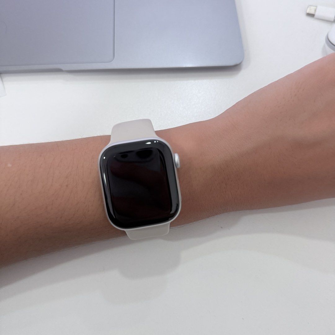 Apple Watch Series 11 42mm Silver (Category: Wearables & Smart Watches) located in Bulacan. Submitted by lovelouise.shop (Listing ID 1469608656, Image 1). Description: 3 months old. No hidden issues. Works perfectly! Battery Health: 100% Under warranty until August 2027. Comes with original box, charger, and unused Apple watch strap Rfs: Upgrade.