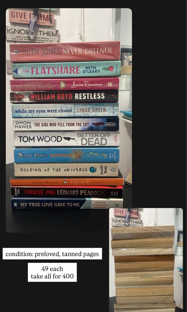 Assorted Fiction and Novel Books Bundle (Category: Storybooks) located in General Trias. Submitted by followyourbliss_ (Listing ID 1469589645, Image 1). Description: - Mixed of pre-loved and brand new - From good to like new condition - Some have tanning, creases and foxing - Can send more photos and videos upon request - Payment first Location: Novaliches, QC MOP: GCash / Bank Transfers MOD: Same day delivery / Lalamove, Grab / Pick Up Shipping 