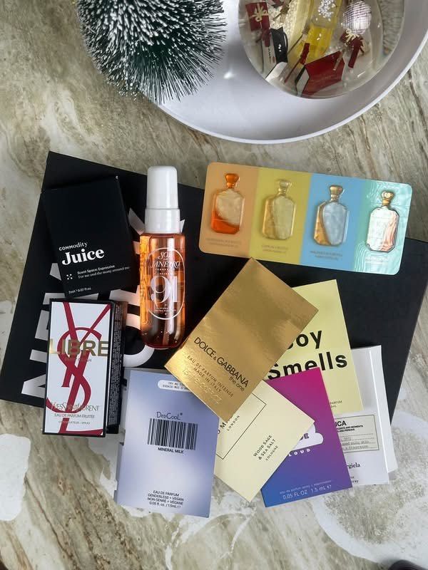 Assorted Perfume Samples and Miniature Sprays Bundle (Category: Fragrance & Deodorants) located in Leyte. Submitted by modernpersephone (Listing ID 1469647857, Image 1). Description: - Bundle of designer and niche fragrance sample vials - Includes Sol de Janeiro 91, Yves Saint Laurent Libre, Commodity Juice, Dolce & Gabbana The One, DedCool Mineral Milk, Jo Malone Wood Sage & Sea Salt, plus others - Great way to try multiple scents without commit