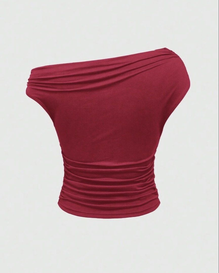 Asymmetrical Neck Top (Category: Others Tops) located in Iba. Submitted by wear1tagain (Listing ID 1469709414, Image 2). Description: ~ Burgundy ~ 30 to 32 waistline ~ 34 to 36 bust ~ Large on tag ~ Used once ~ From Shein ~ Original price : ₱211 ••••••••••••••••••• ~ J&T Delivery (outside Zambales) ~ Meet up within Palanginan, Zambales (at CSI Mall) ~ Shipping/Delivery fee shall be shouldered by the buyer.