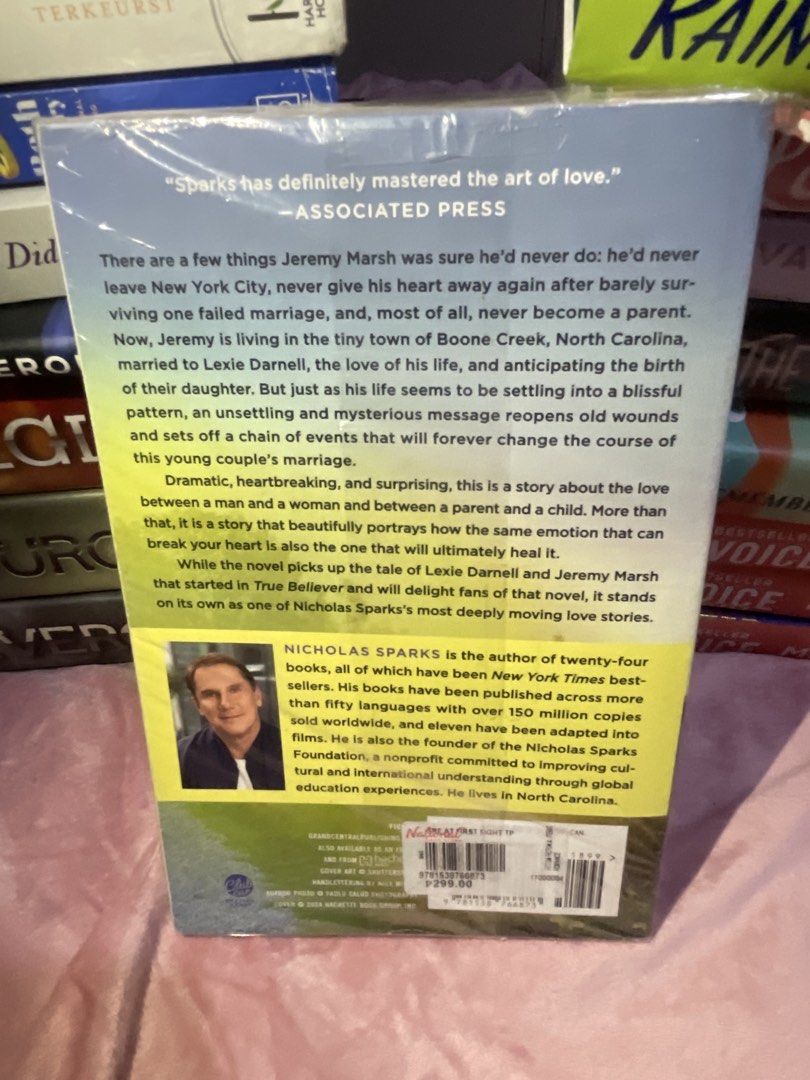 At First Sight by Nicholas Sparks Novel Paperback (Category: Storybooks) located in San Fabian. Submitted by chloejeanyzarate (Listing ID 1469700745, Image 2). Description: - Title: At First Sight by Nicholas Sparks - Format: Paperback edition, brand new and sealed in plastic wrap - Genre: Bestselling contemporary romance - Series Info: Follow-up story to True Believer - Main Characters: Jeremy Marsh and Lexie Darnell - Condition: Untouched, pris