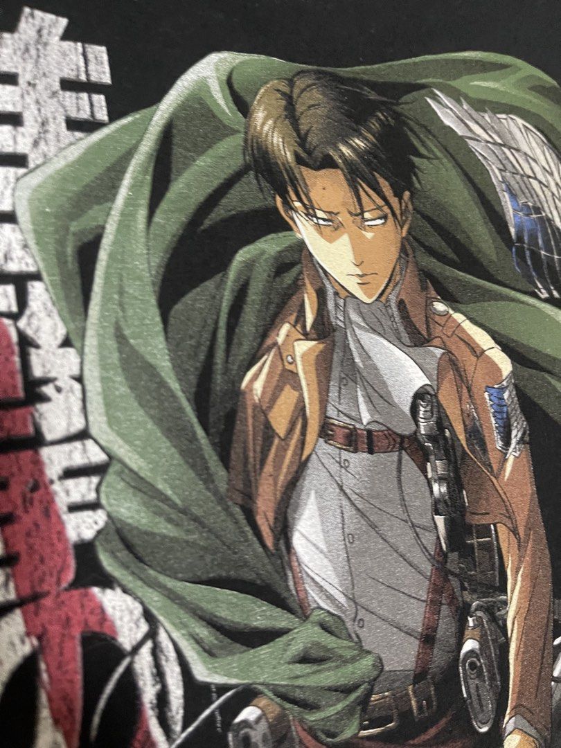 Attack On Titan Captain Levi Shirt (Category: Tshirts & Polo Shirts ) located in Bulacan. Submitted by sanjisthrift (Listing ID 1469681796, Image 3). Description: Size XL Width 23 Length 30.5 Very Good Condition 9/10.