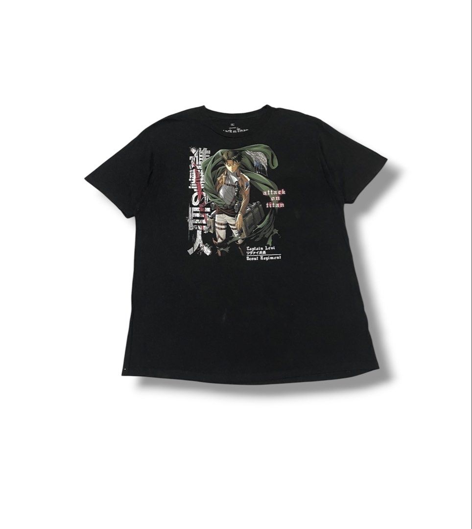 Attack On Titan Captain Levi Shirt (Category: Tshirts & Polo Shirts ) located in Bulacan. Submitted by sanjisthrift (Listing ID 1469681796, Image 1). Description: Size XL Width 23 Length 30.5 Very Good Condition 9/10.