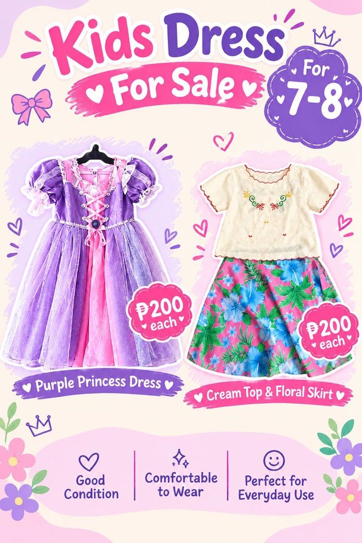 Aurora Dress (Category: Babies & Kids Fashion) located in Pasig City. Submitted by chubbyakyl (Listing ID 1469755892, Image 1). Description: Take all 350 Aurora dress - 7-8 years old Filipiniana - 6-7 years old Loc: San Joaquin Pasig.
