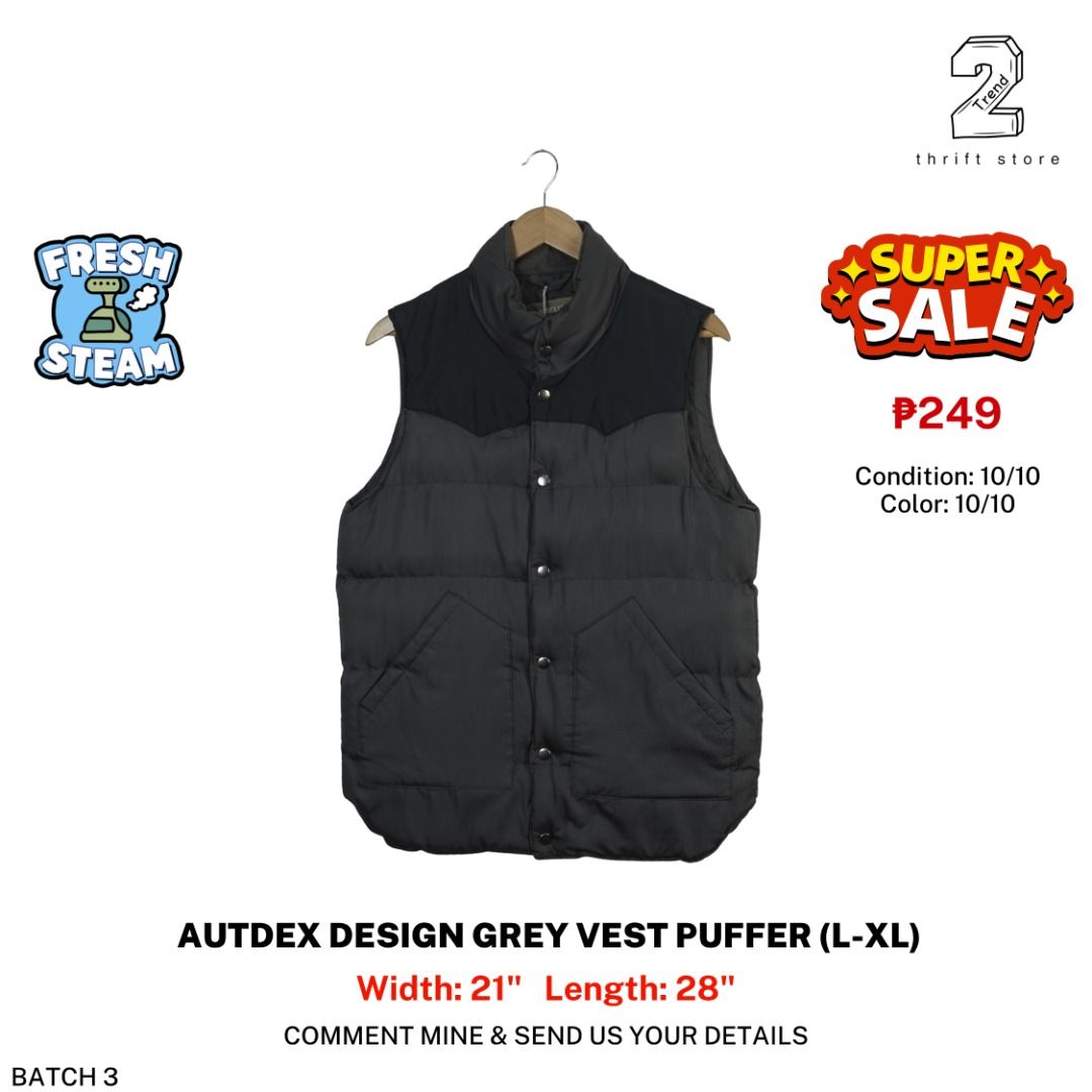 Autdex Design Grey Vest Puffer Medium Weight (L-XL) (Category: Vests) located in Marikina City. Submitted by 2trend_thrift (Listing ID 1469718834, Image 1). Description: .